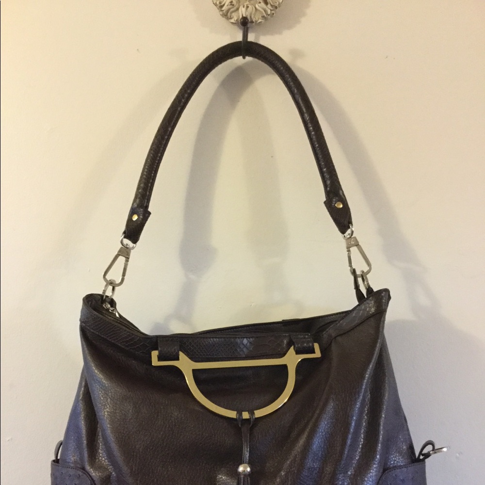 JOY MANGANO Brown Purse Bag Expandable New